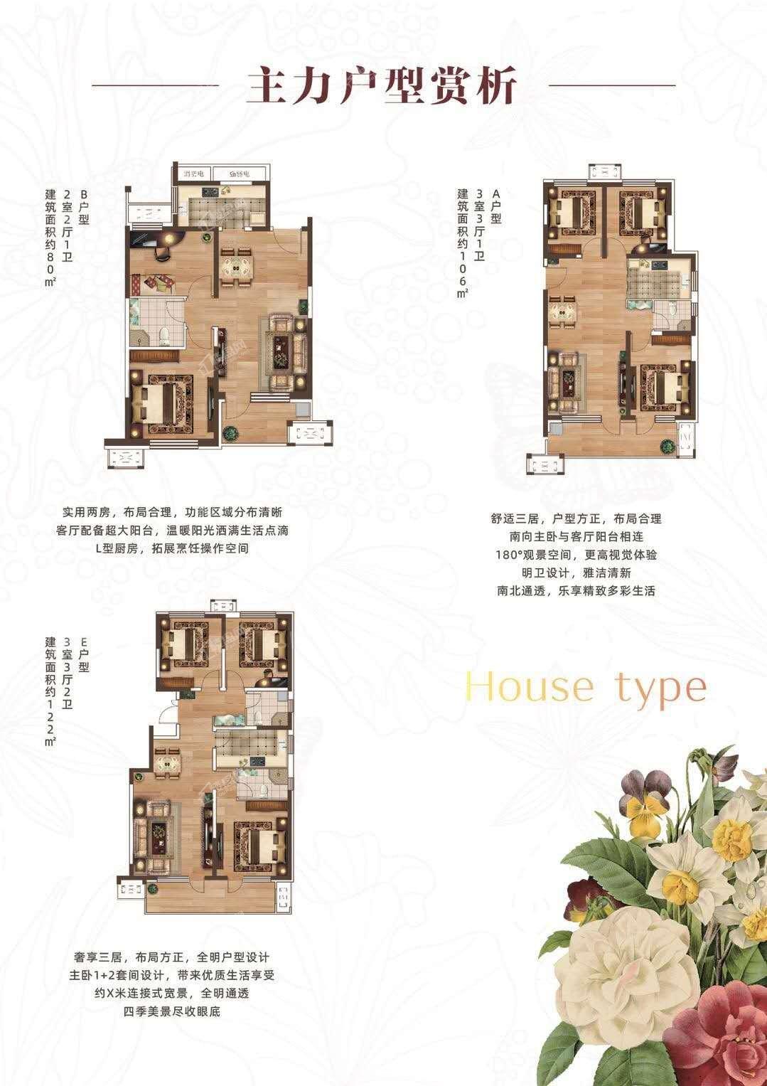 荣盛清芷苑项目均价约8500元/㎡起现有建面约80-122㎡2-3房高层住宅在售