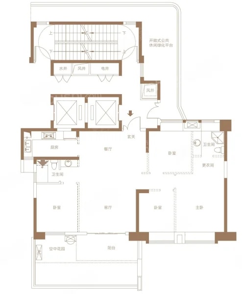 4室2厅2卫1厨， 建面150.00平米