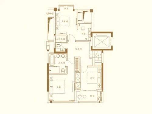 5室3厅3卫1厨， 建面128.00平米