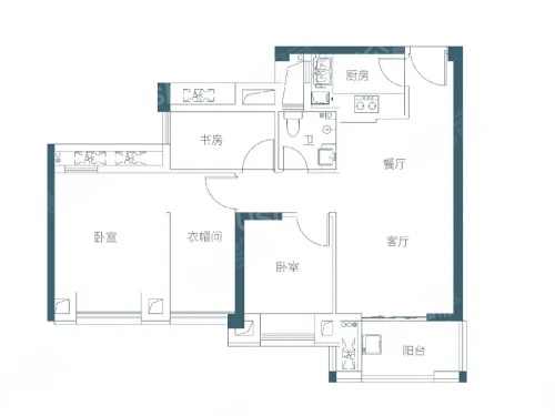3室2厅1卫1厨， 建面86.00平米