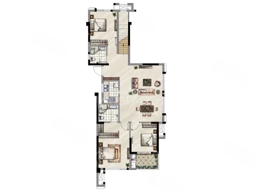 4室2厅3卫1厨， 建面117.00平米