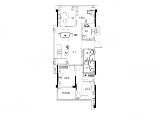 4室2厅2卫2厨， 建面96.00平米