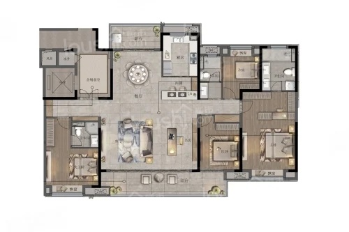 4室2厅2卫1厨， 建面220.00平米