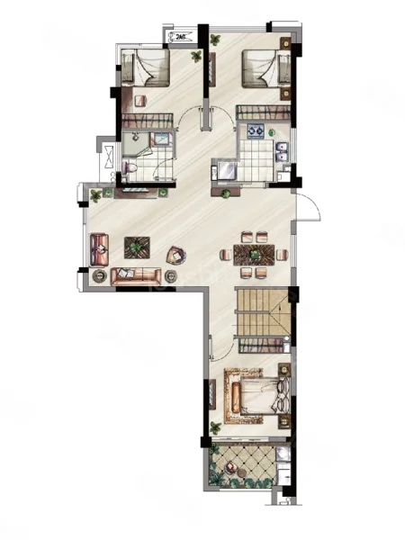 4室2厅2卫1厨， 建面108.00平米