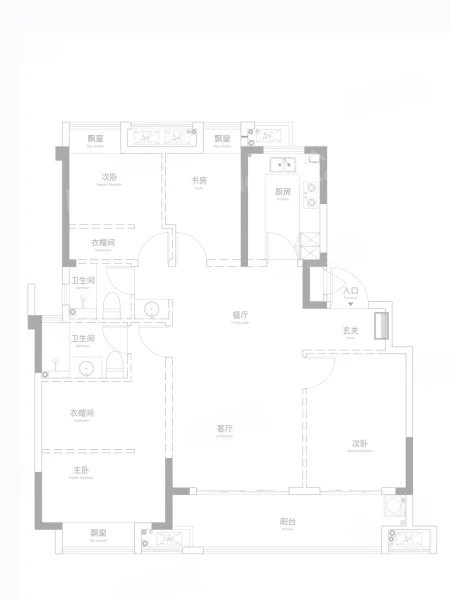 4室2厅2卫1厨， 建面115.00平米