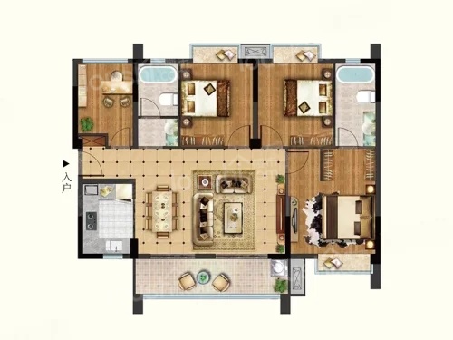 4室2厅2卫1厨， 建面117.00平米