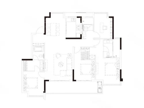 3室2厅3卫1厨， 建面145.00平米