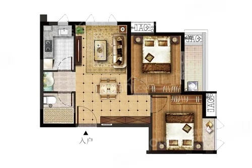 2室2厅1卫1厨， 建面71.00平米