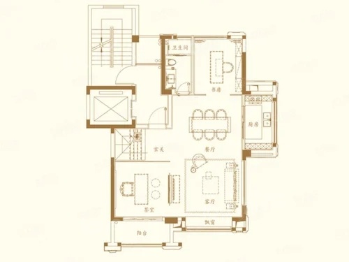 5室3厅3卫1厨， 建面155.00平米
