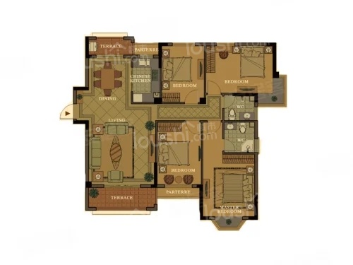 4室2厅2卫0厨， 建面145.00平米