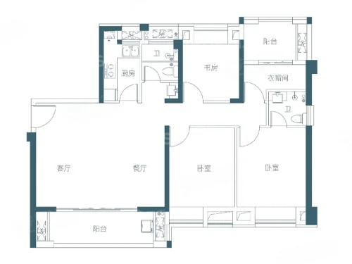 4室2厅2卫1厨， 建面113.00平米