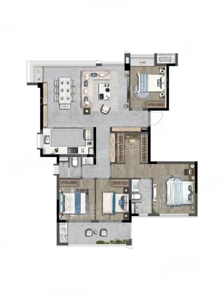 4室2厅2卫1厨， 建面143.00平米