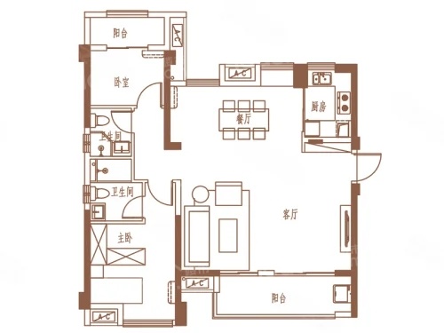 4室2厅2卫1厨， 建面105.00平米