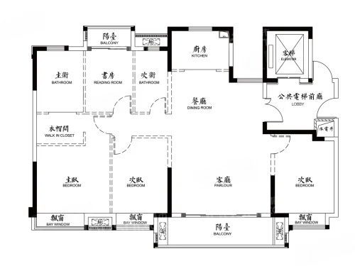 4室2厅2卫1厨， 建面148.00平米