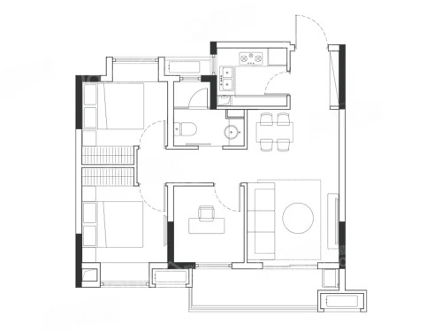 3室2厅1卫1厨， 建面75.00平米