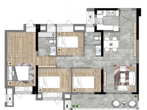 4室2厅2卫1厨， 建面109.00平米