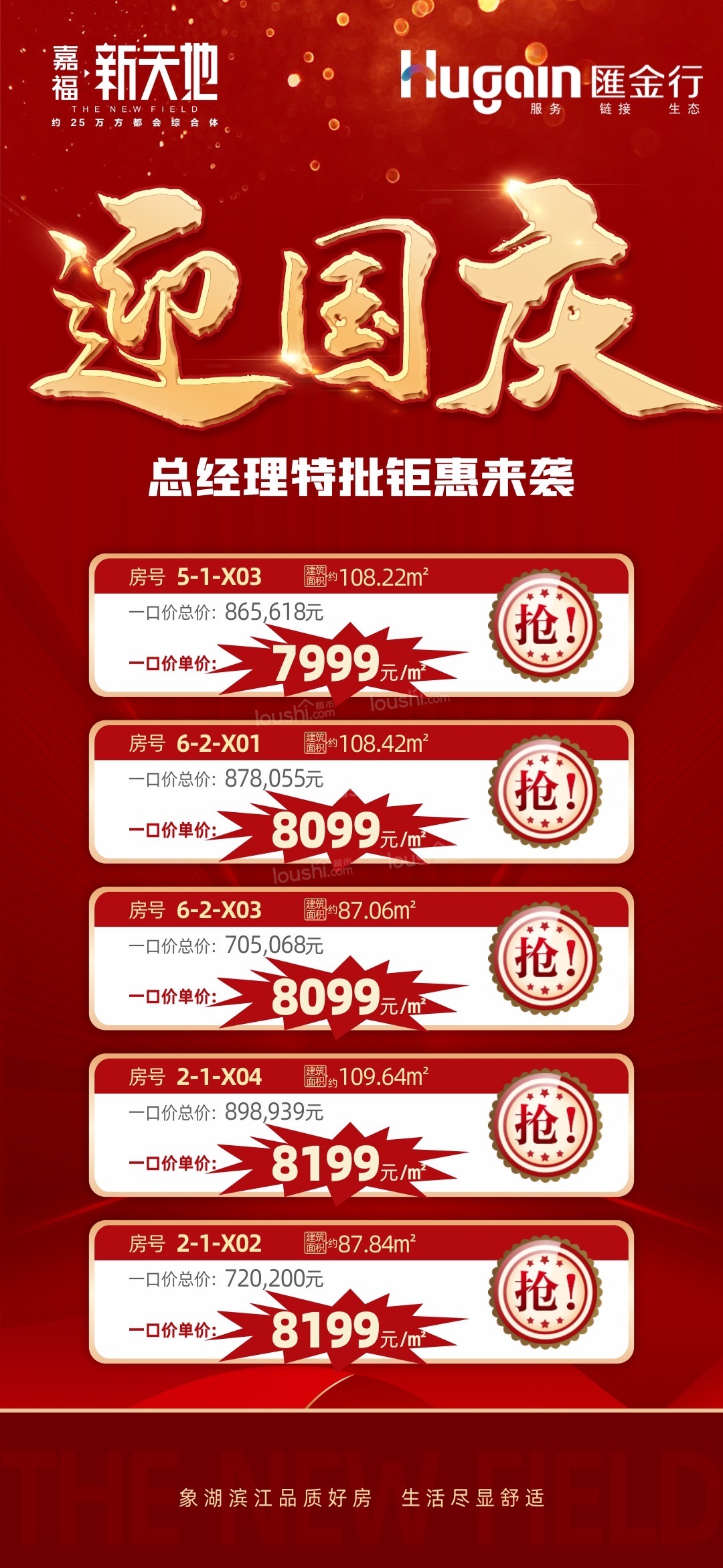 【嘉福新天地】国庆钜惠价7999元/㎡起，五套特价房限时抢购