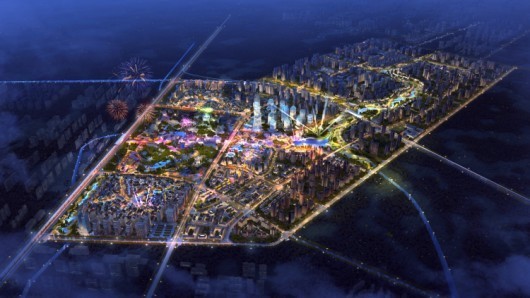环球融创未来城项目成都乐高小镇项目-夜景鸟瞰
