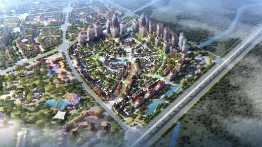 环球融创未来城项目成都乐高小镇总模-鸟瞰日景