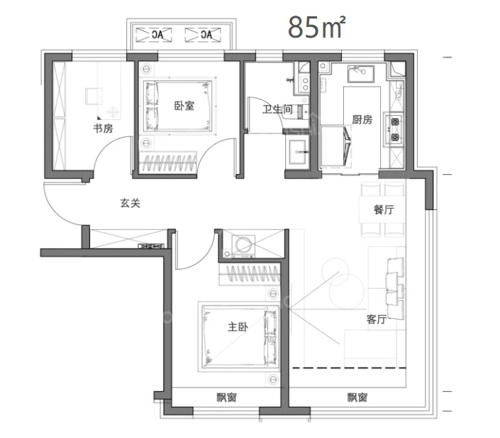 85平三居室