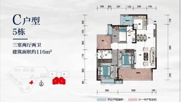 麒龙滨江境户型图116平米3室2厅2卫
