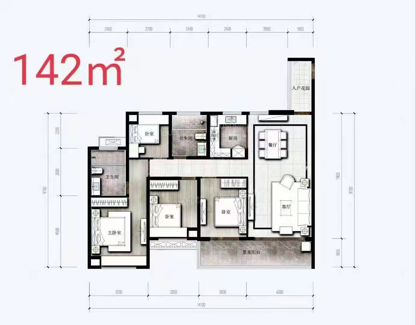 142平米4室2厅2卫