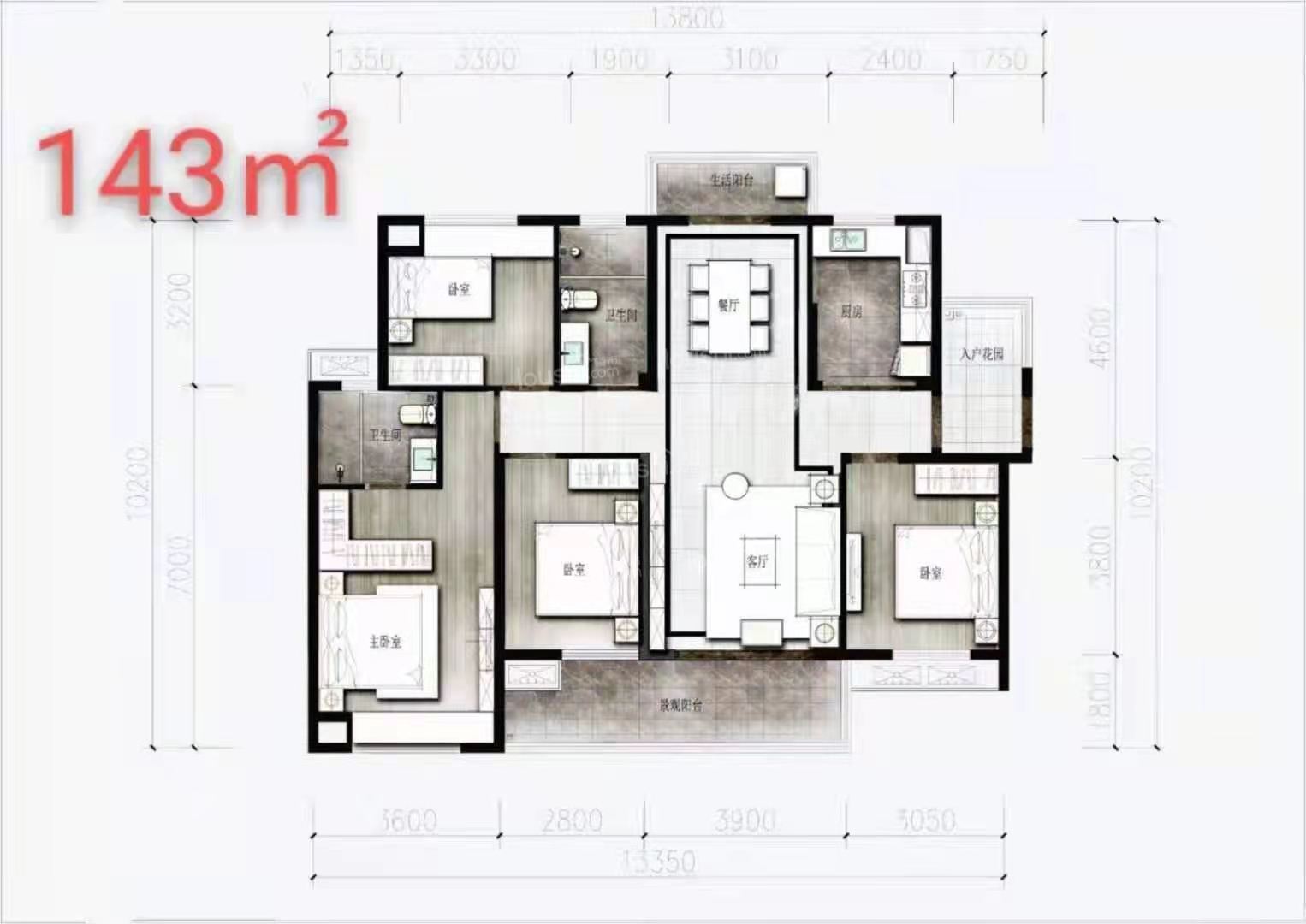 143平米4室2厅2卫