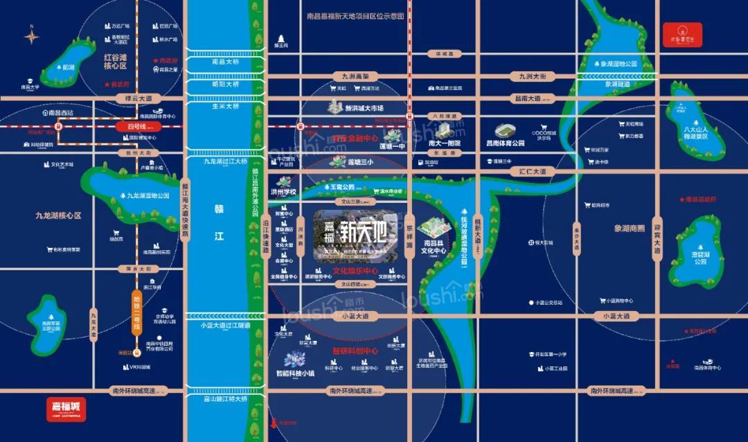南昌地铁6号线象湖新城段站点预测，嘉福新天地区位优势分析