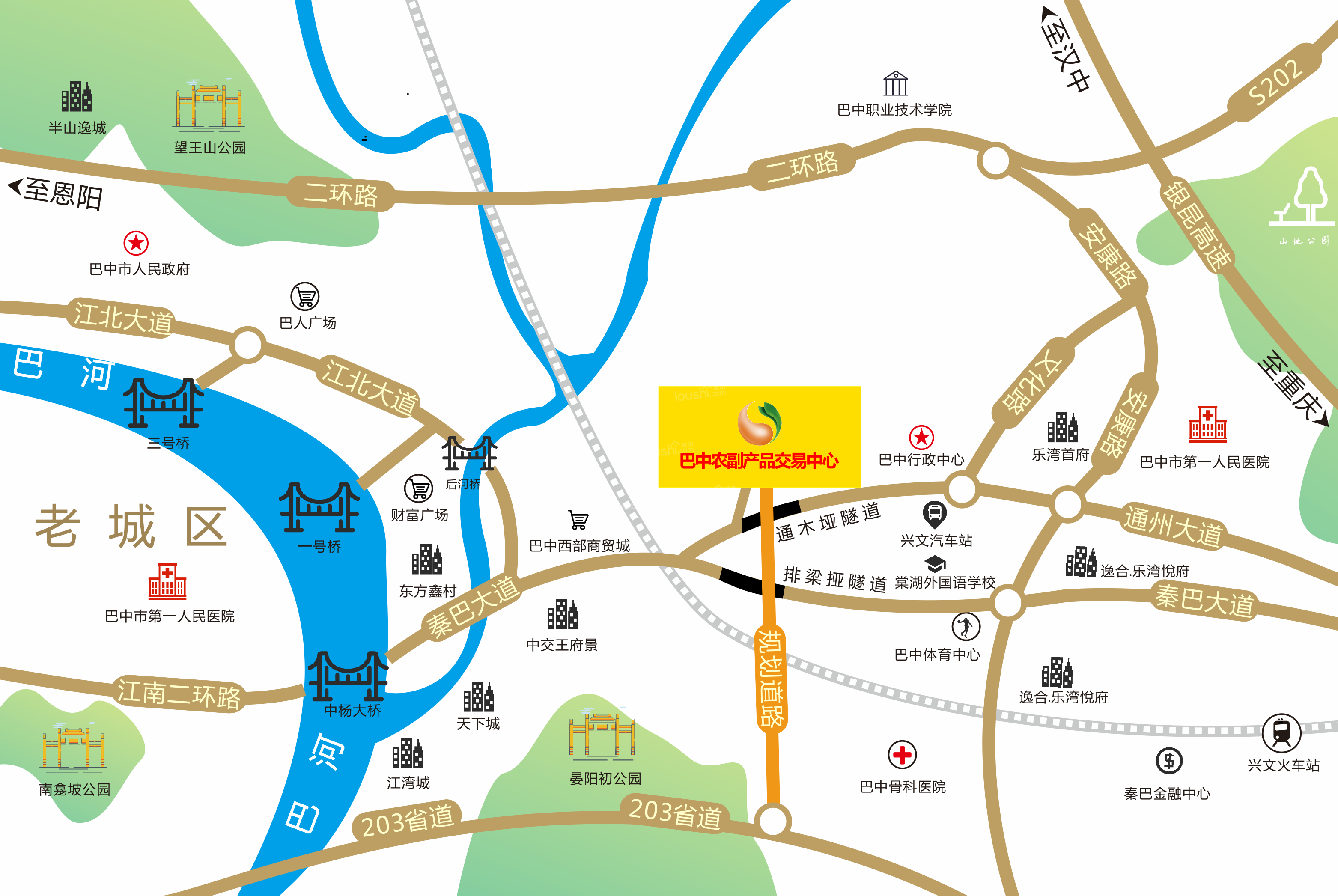 巴中农副产品交易中心位置图