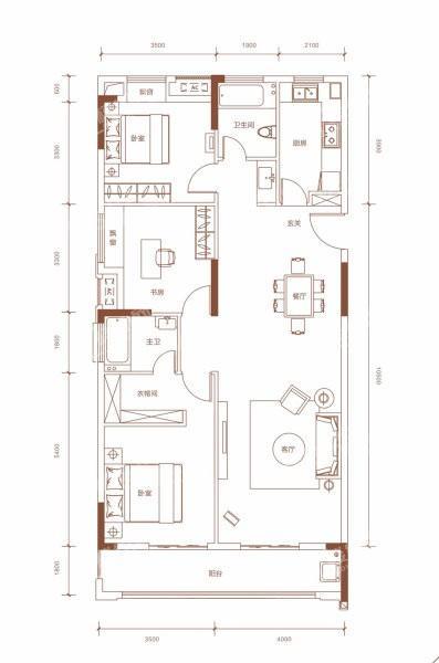 A户型， 3室2厅2卫1厨， 建筑面积约133.32平米