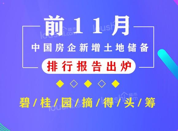 前11月中国房企新增土地储备排行报告出炉，碧桂园摘得头筹！